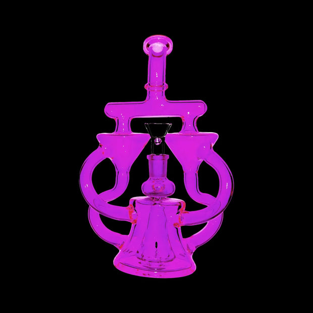 Neon Double Recycler with Pyramid Percolator Water Pipe