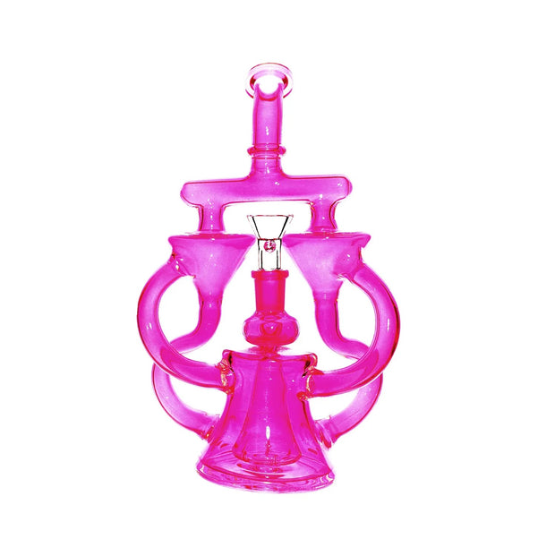 Neon Double Recycler with Pyramid Percolator Water Pipe