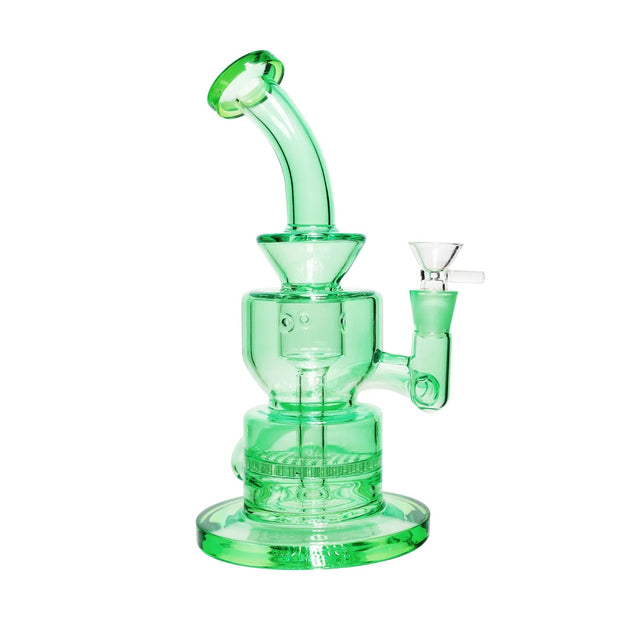 Neon Bent Neck with Honeycomb Percolator and Thick Base Water Pipe