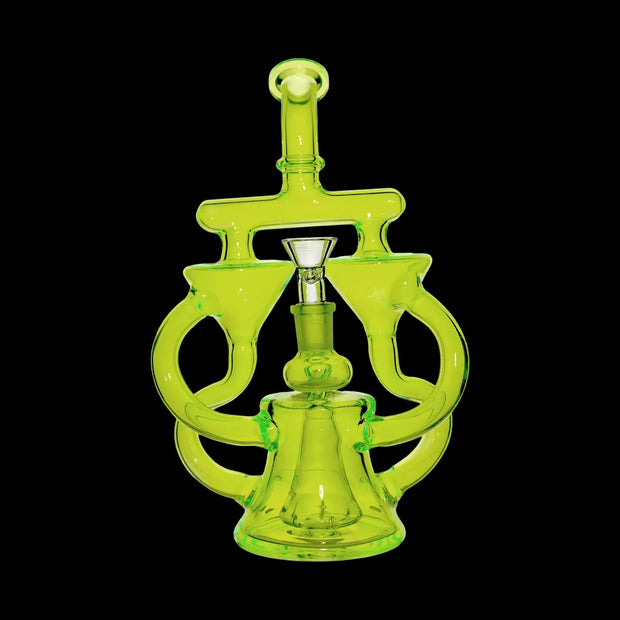 Neon Double Recycler with Pyramid Percolator Water Pipe