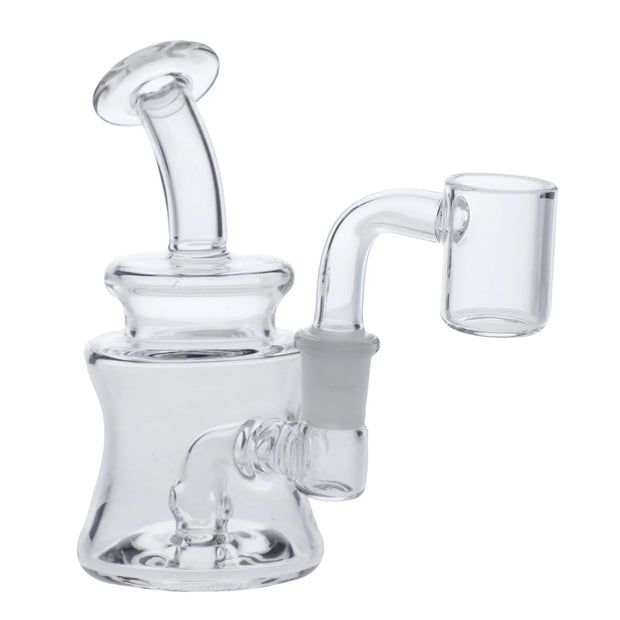 Glass Bubbler Pipe w/10mm Male Quartz-Clear-4 in