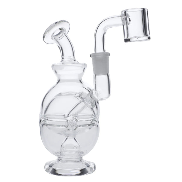 Glass Bubbler Pipe w/10mm Male Quartz-Clear-4.8 in