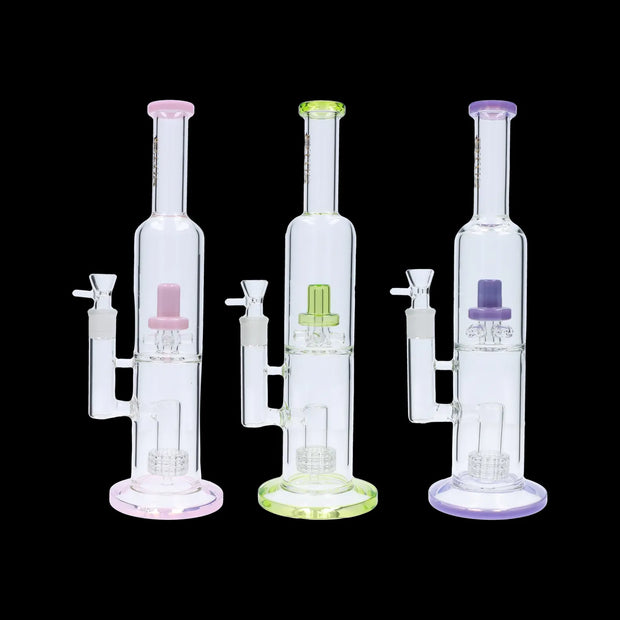 Valiant Dual Perc with Color Accents Water Pipe - 15 in.