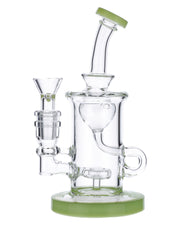 Bent Neck Water Pipe w/Bowl & Quartz-Milky Green-7in(RCL-S-026MG)